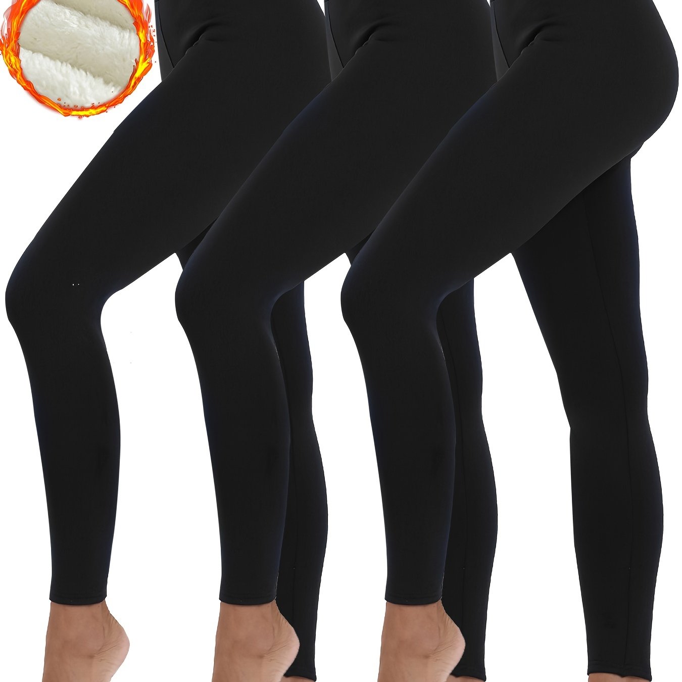 Plush Lined Thermal Pants Soft & Comfy Slim Elastic Tights For Winter