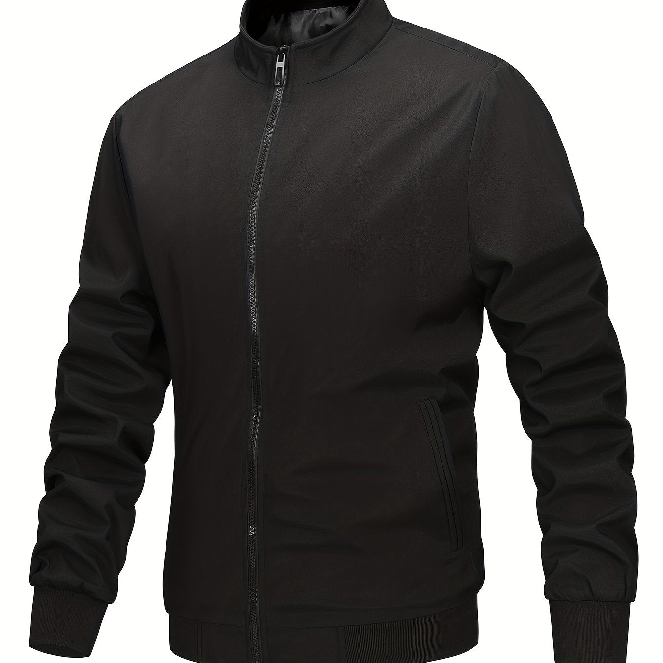 Men's Stand Collar Zip Up Windbreaker Jacket for Outdoor Activities