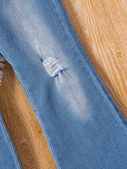 Girls Bell Bottom Ripped Jeans Spring Autumn
