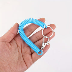 2pcs Retractable Plastic Spring Rope Key Chain Colorful Anti Lost Lanyard