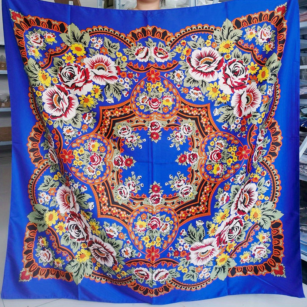 Boho Print Satin Scarf Silk Feeling Square Scarf
