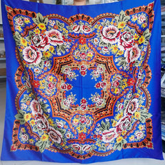 Boho Print Satin Scarf Silk Feeling Square Scarf