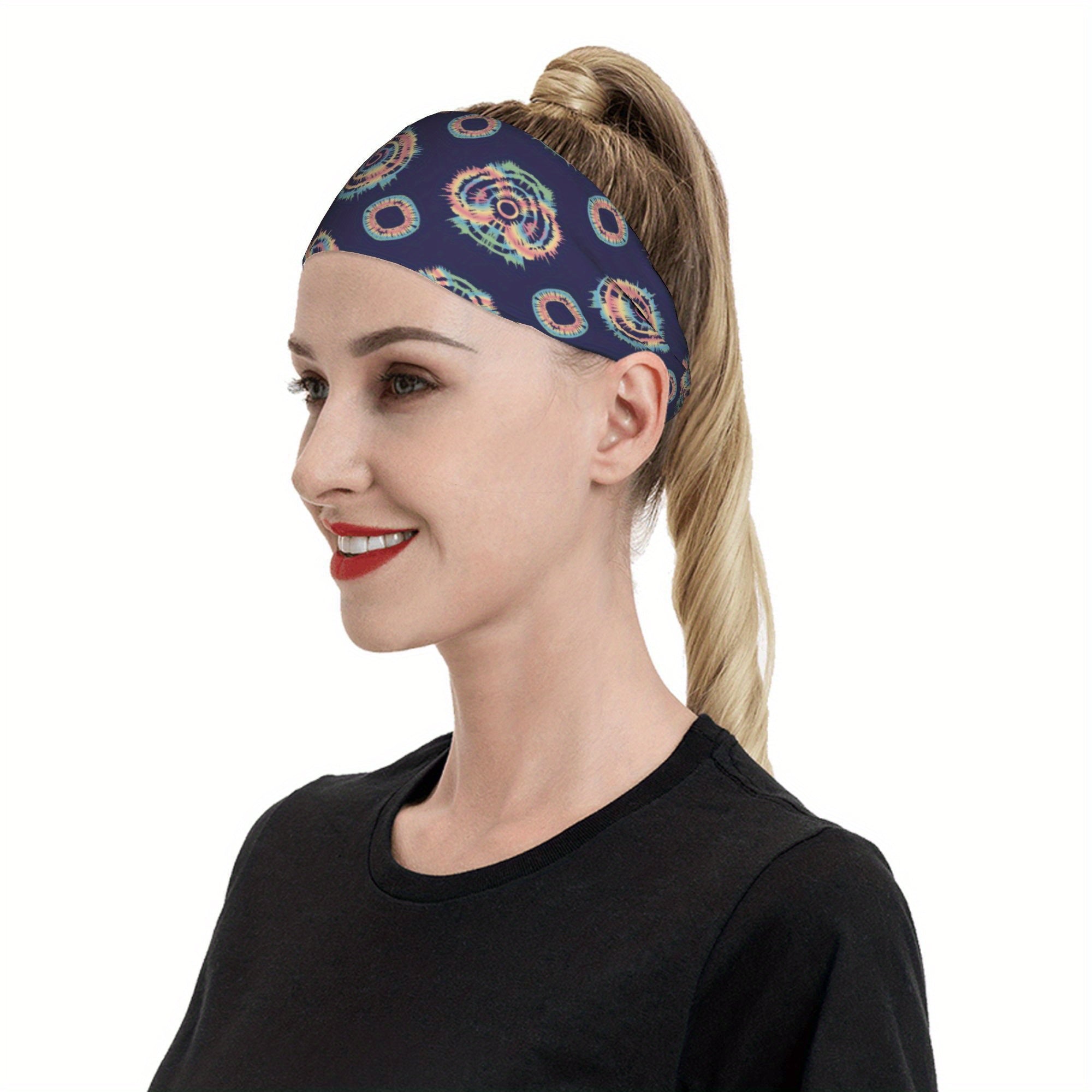 Tie Dye Headband Orange Green Sports Casual Wear