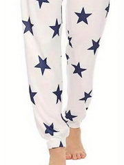 Star Print Pajama Set Top & Joggers Lounge Two