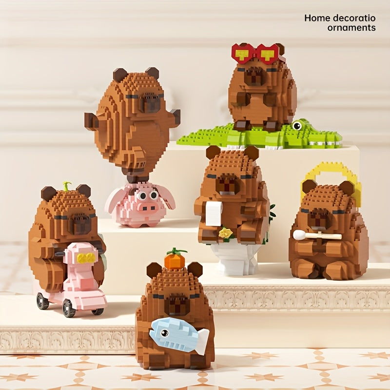 Capybara Building Blocks Set Desk Decor Stress Relief Family Office Gift