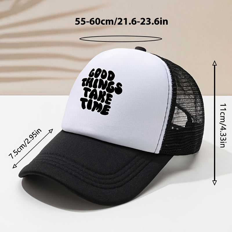 Men's Word Printing Baseball Cap Mesh Breathable Truck Cap