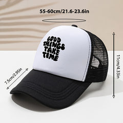 Men's Word Printing Baseball Cap Mesh Breathable Truck Cap
