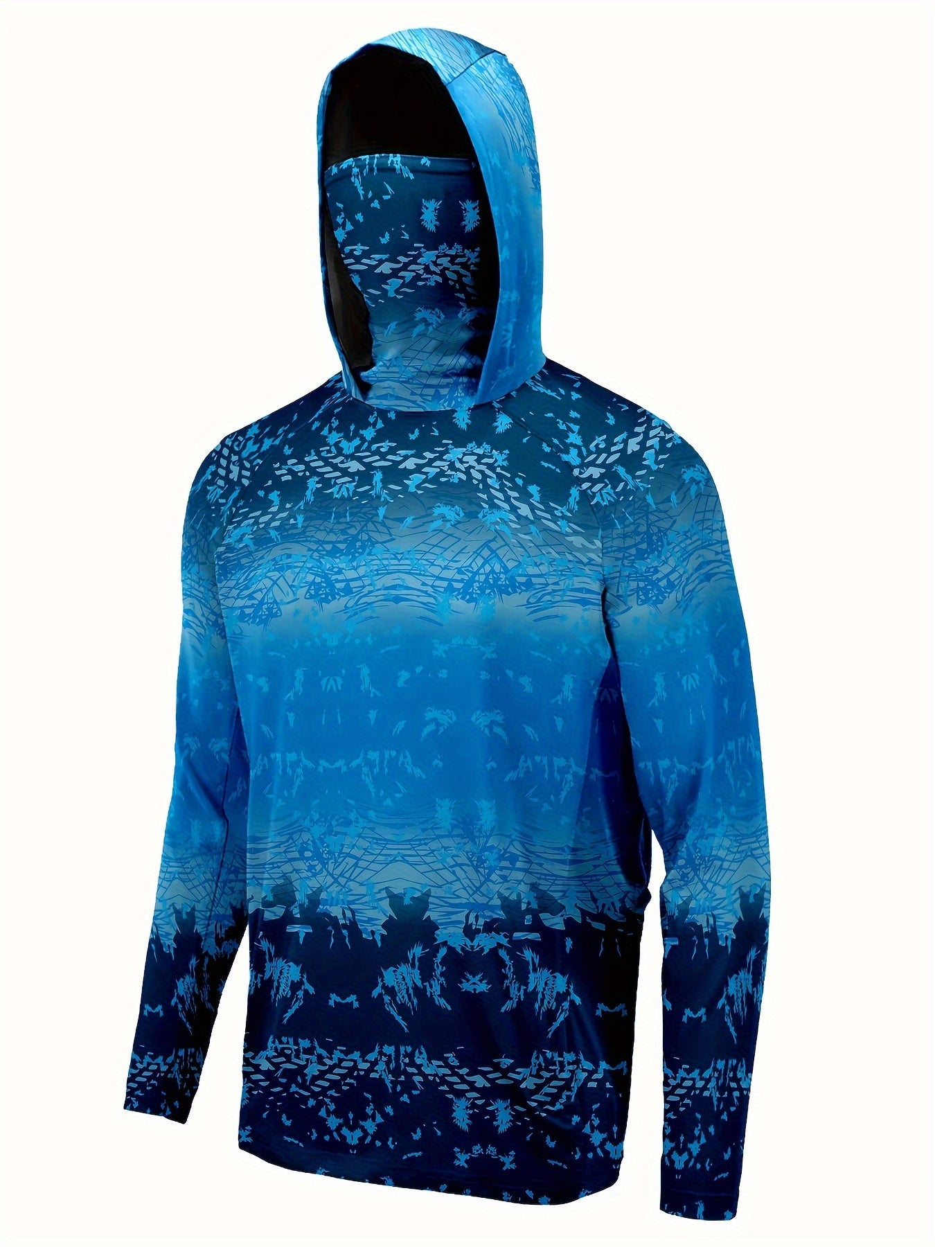 Men's Gradient Hoodie With Mask Anti UV Sunscreen Fishing Shirt