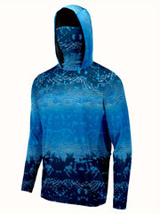 Men's Gradient Hoodie With Mask Anti UV Sunscreen Fishing Shirt