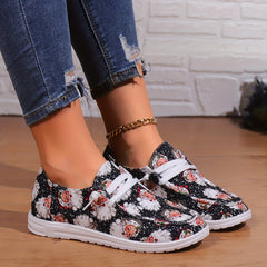 Christmas Santa Print Soft Sole Canvas Sneakers