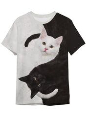 Creative & Kitties Graphic Short Sleeve T shirt For Kids Sports Summer