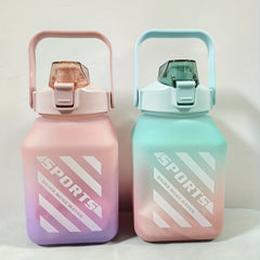 1500 ml Gradient Square Water Cup with Straws for Outdoors & Travel