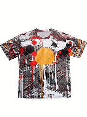 Men's Splatter Graphic T-shirt 3D Print Stretchy Short Sleeves