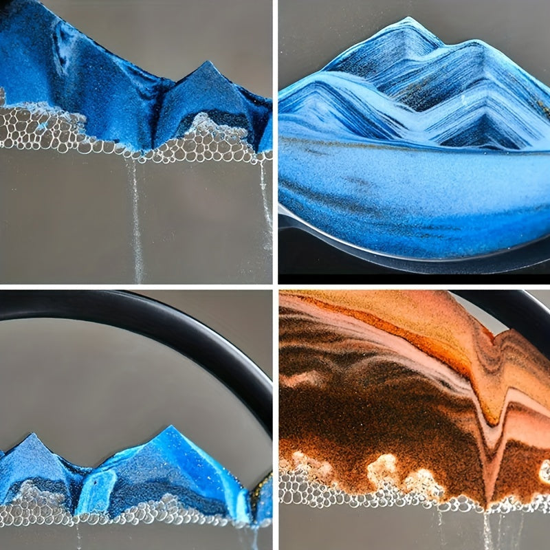 Moving Sand Art Round Rectangle Glass 3D Deep Sea Landscape