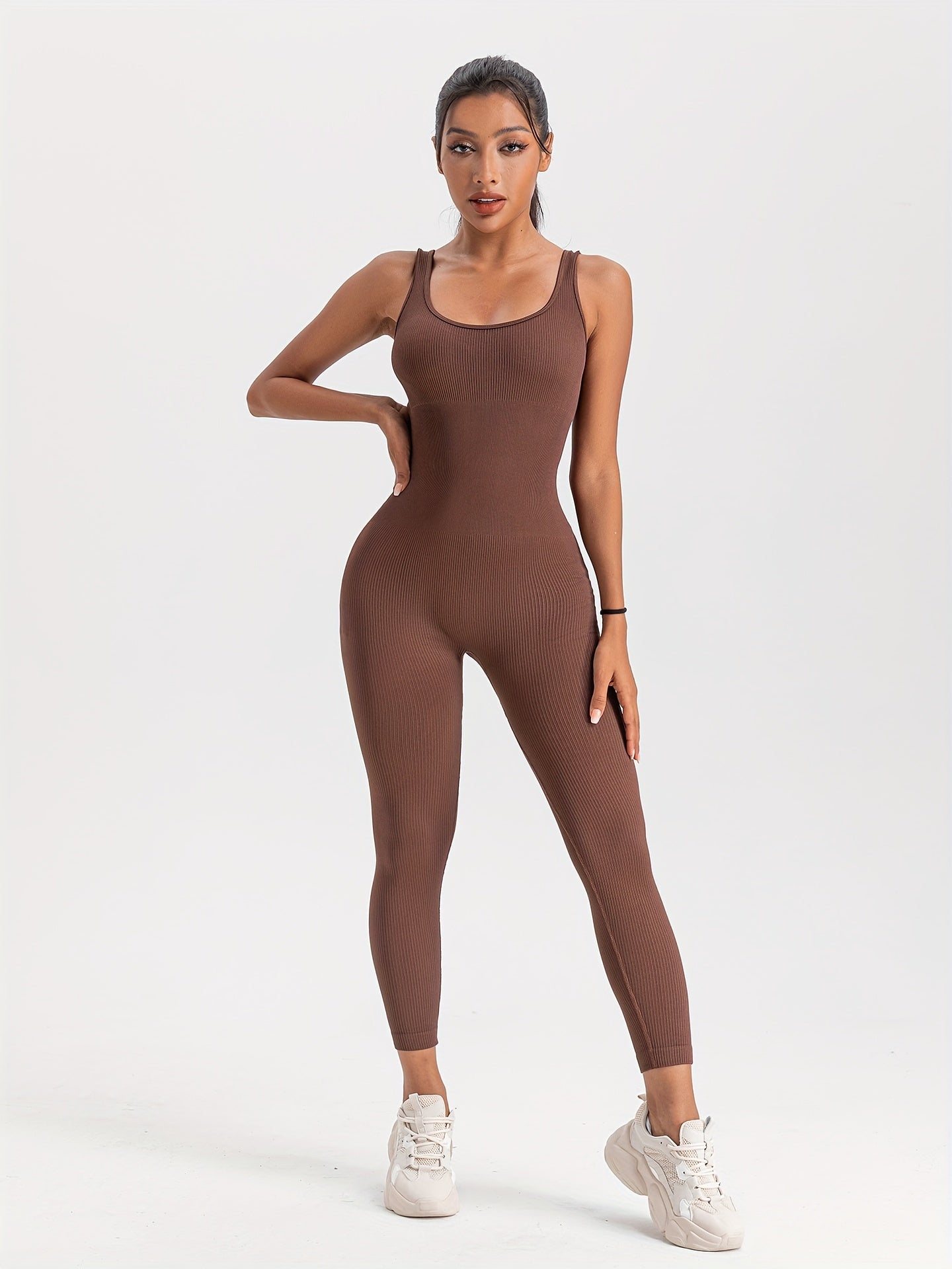 Ribbed Spots Jumpsuit Bodycon Sexy Body Shaper Sleeveless Bodysuit