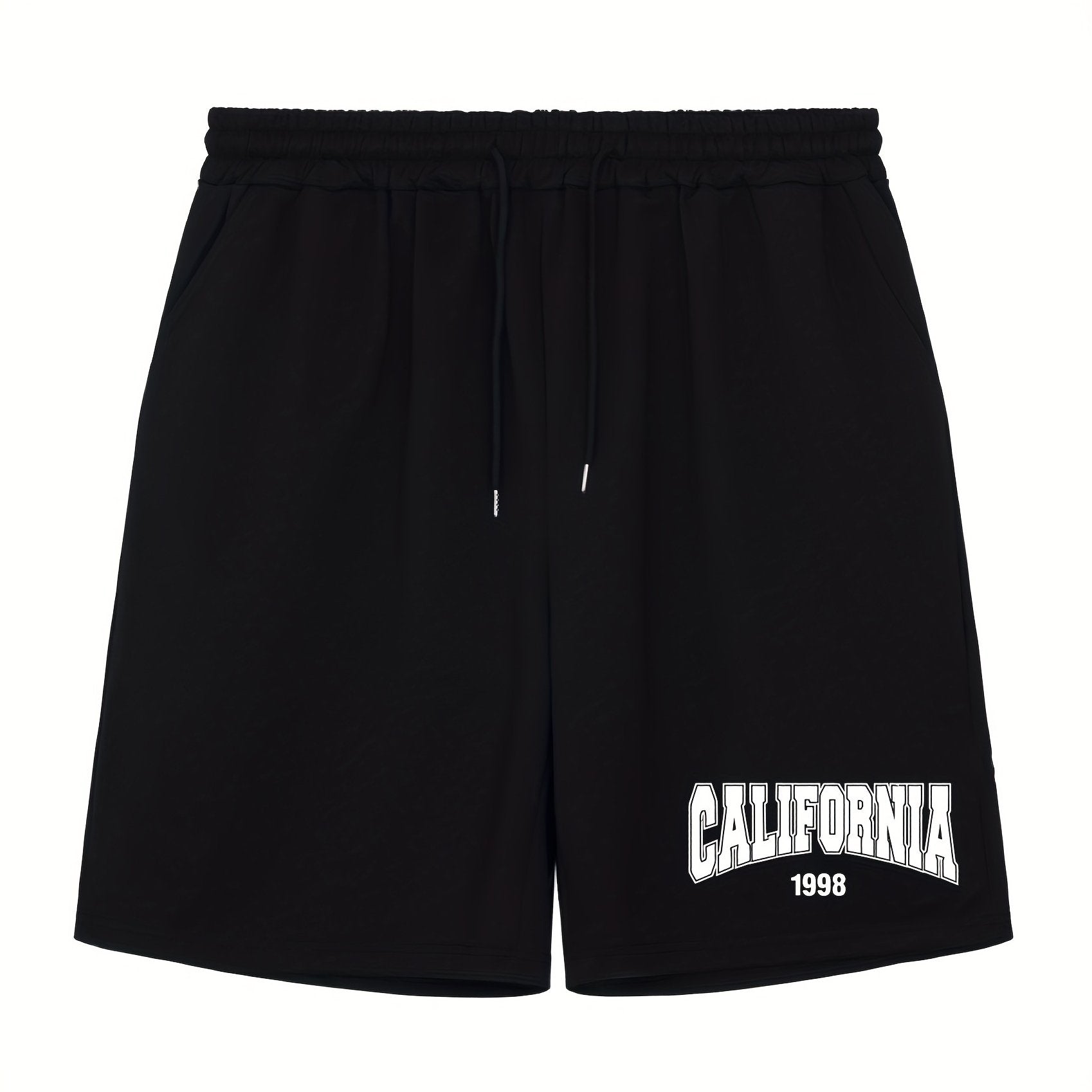 Men's California Print Workout Shorts Active Stretch Breathable Drawstr