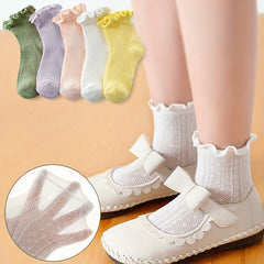 5pairs Girls Cotton Blend Lace Princess Crew Socks