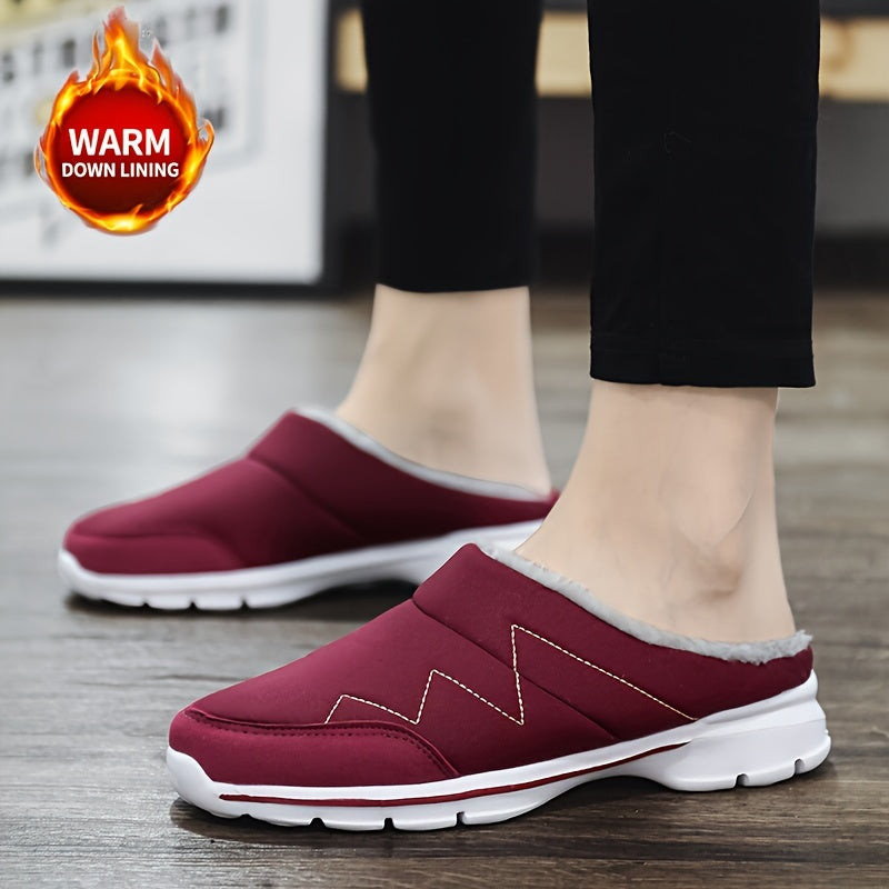 Women's Memory Foam Winter Mules Sneakers Waterproof Slippers