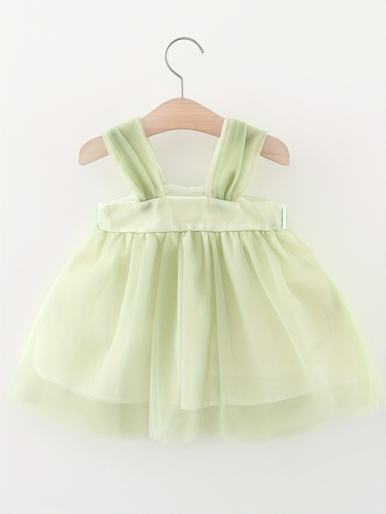 Mesh Girls Puffy Skirt with Corsage & Bow Decors for Wedding Party Ceremony