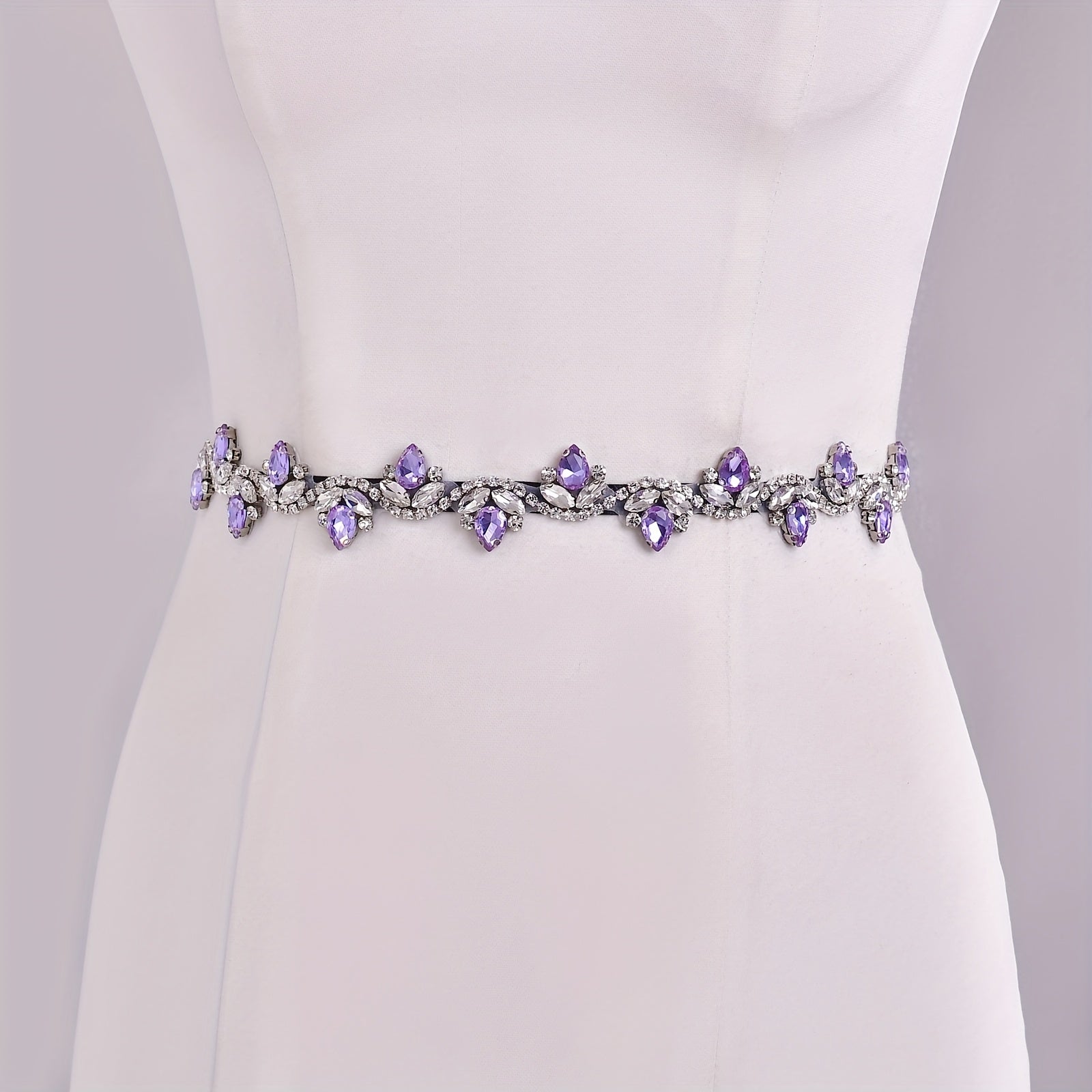 Purple Rhinestone Belt with Wave for Weddings and Events