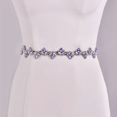 Purple Rhinestone Belt with Wave for Weddings and Events