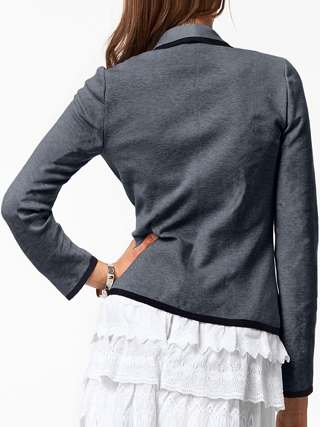 Shawl Collar Blazer with Contrast Trim