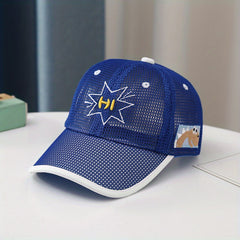 Boys Hi Letter Embroidered Mesh Baseball Cap Adjustable Sun Hat