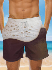 Beer Novelty Print Drawstring Shorts for Men