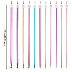 11pcs Colorful Aluminum Crochet Set with Beads for Knitters