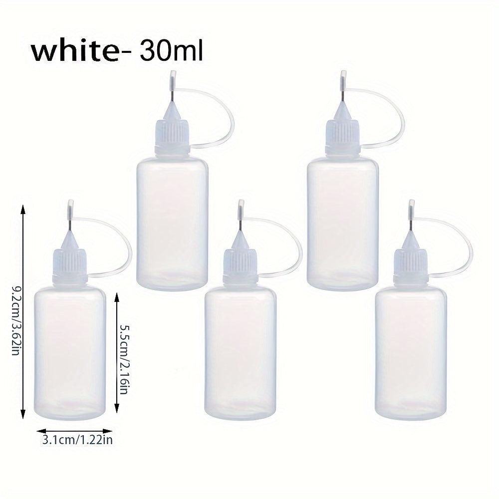 5pcs Needle Tip Glue Applicator Bottle Set 10ml 20ml 30ml