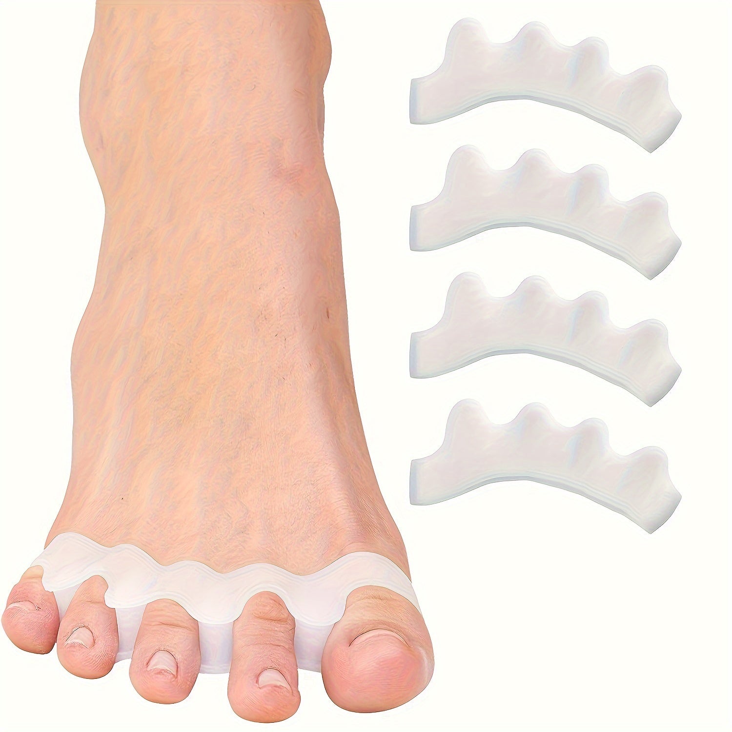 4pc Silicone Toe Spacers for Bunion & Hammertoe Straighteners