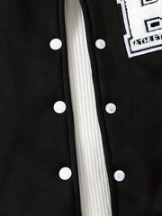 Boy's 2pcs Baseball Jacket & Sweatpants Set Letter B Print Top Outfit