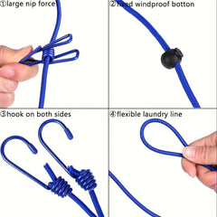 Adjustable Portable Travel Clothesline with 12 Clips