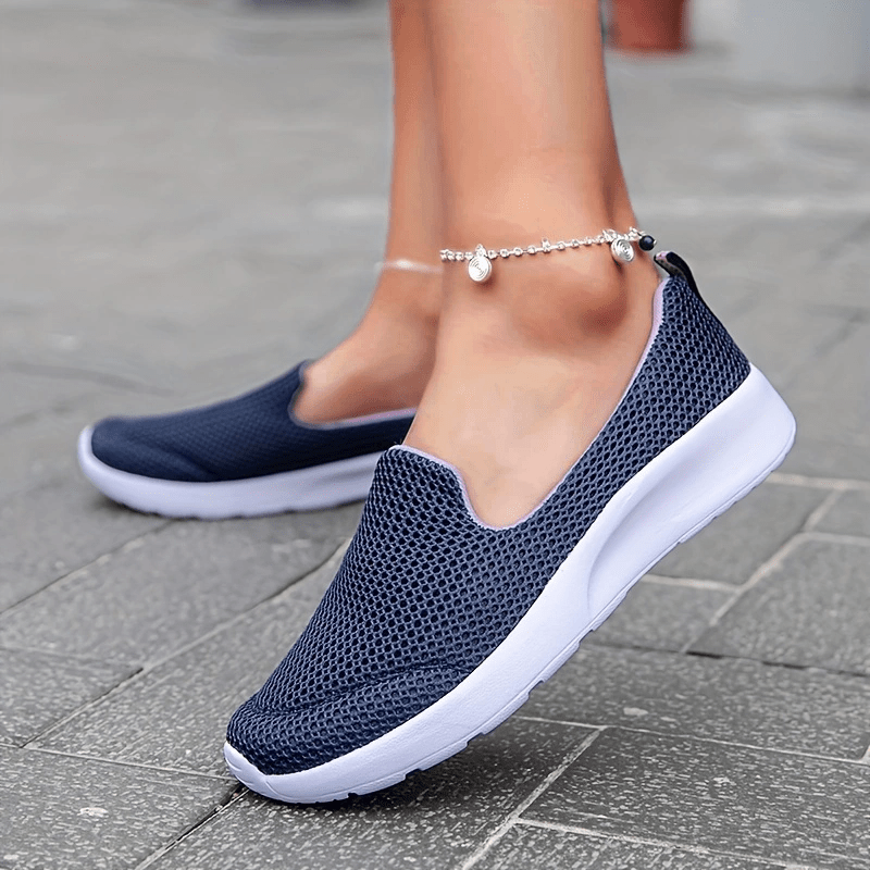 Women's Mesh Flat Sneakers Breathable Slip-On Shoes