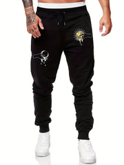 Sun And Moon Pattern Casual Stretch Graphic Joggers Men s Sweatpants