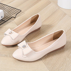 Women's Pointed Toe Bow Flat Shoes Soft Sole Slip On Non Slip Casual Flats