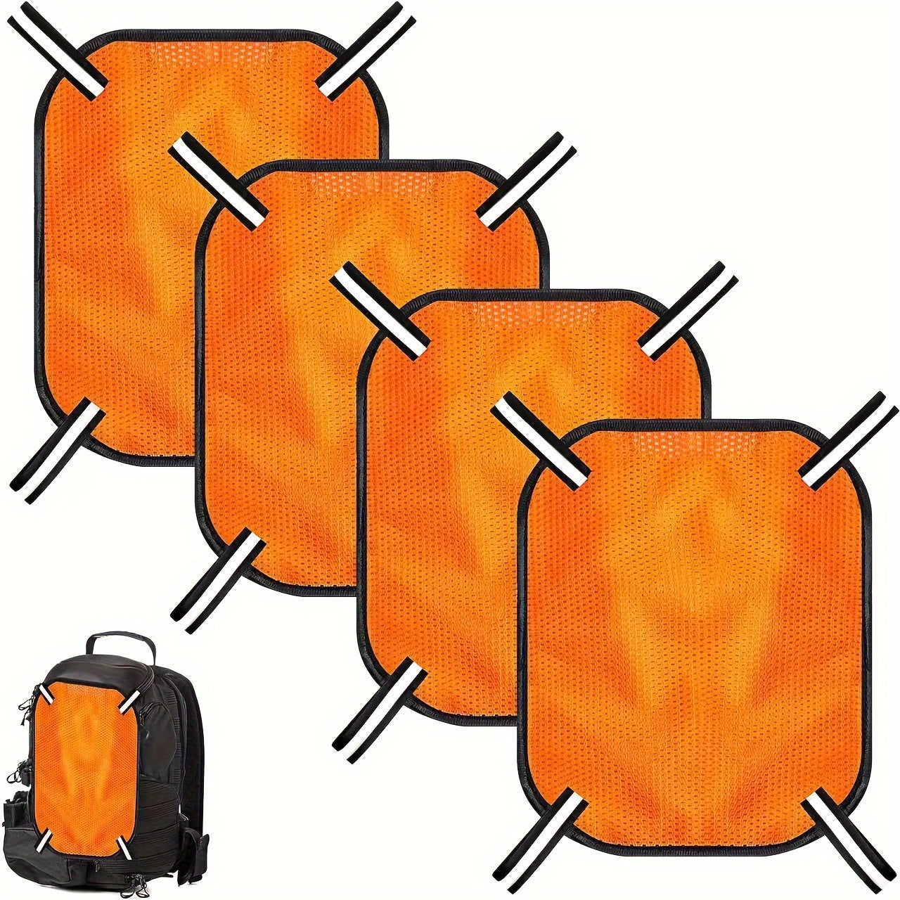 Orange Mesh Safety Panel w/ Reflective Strips - High Visibility Outdoors Safety