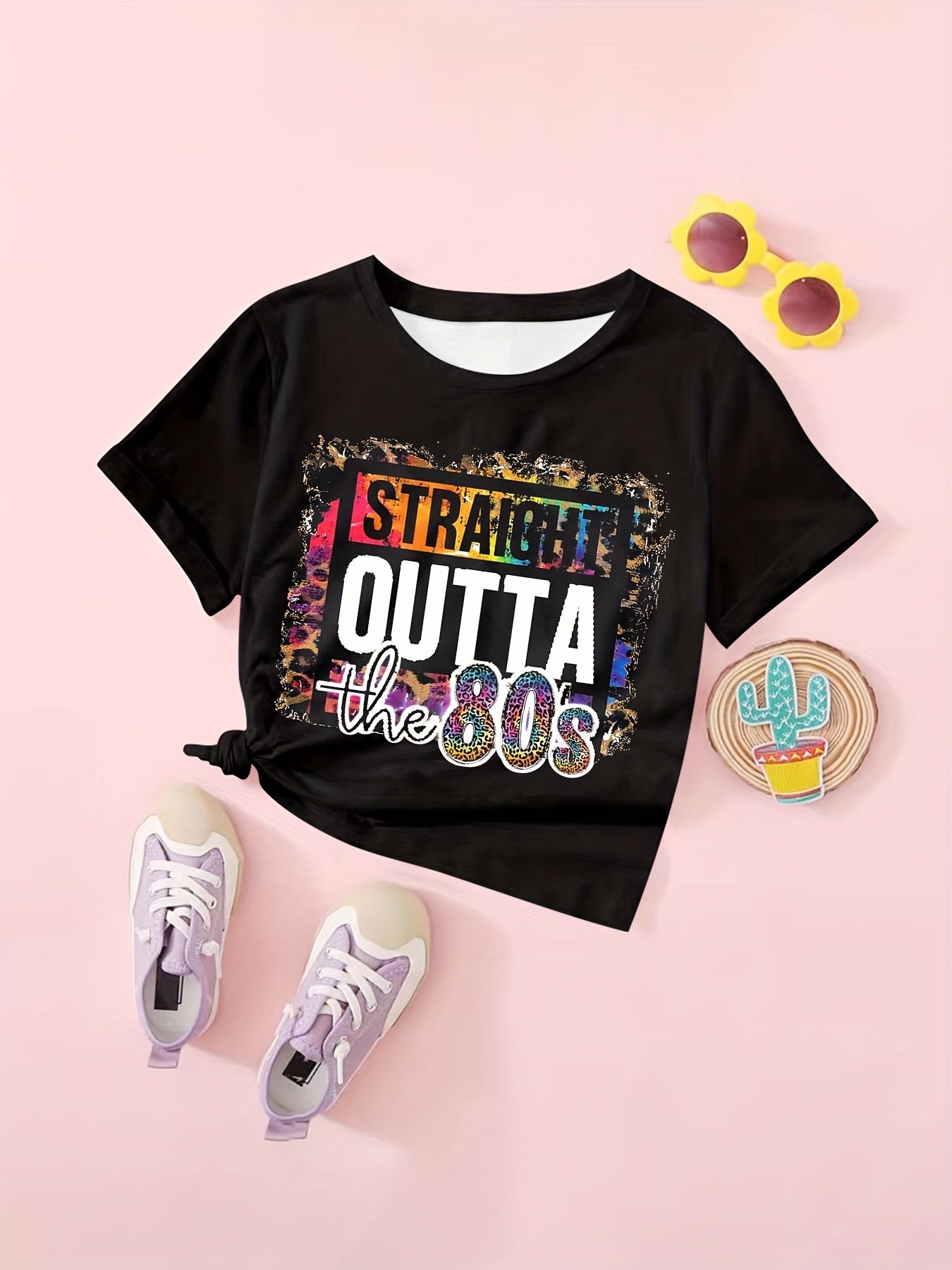 80's Graphic T-shirt Casual Short Sleeve Girls Summer Tee