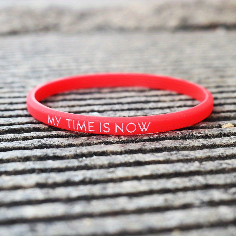 Letter Pattern Silicone Stretch Bracelet for Teens Girls