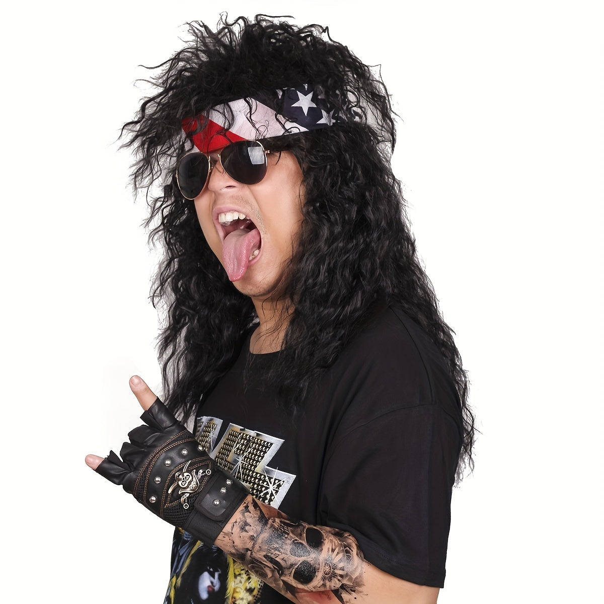 Long Curly 80s Men Rocker Style Wig
