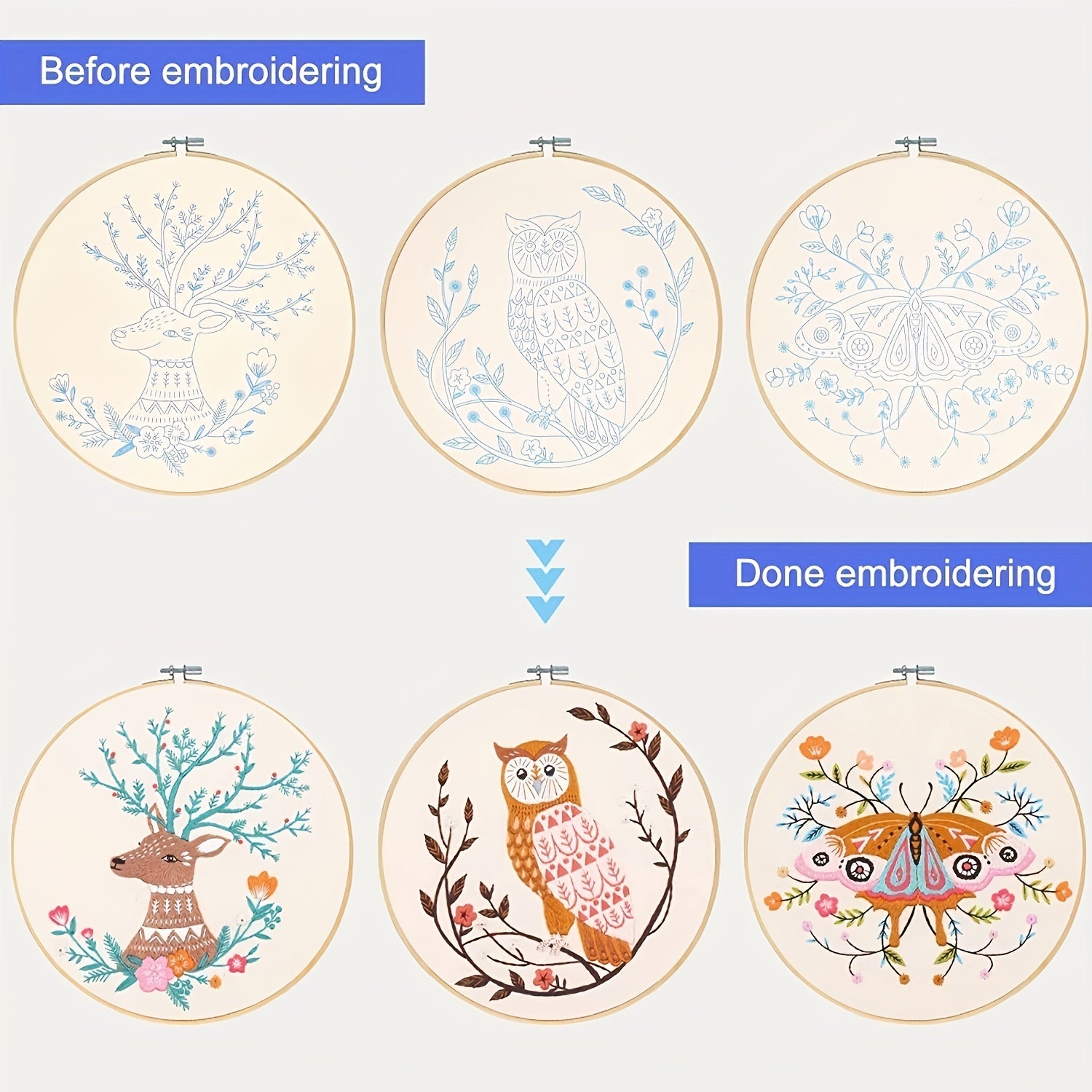 Animal Embroidery Kit For Beginners - DIY Cross Stitch Adult Kit