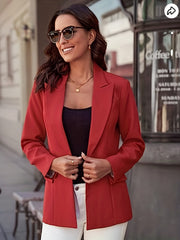 Solid Lapel Dual Pockets Blazer Casual Long Sleeve Blazer