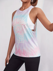 Tie Dye Sports Tank Top Casual Loose Sleeveless Summer Tops