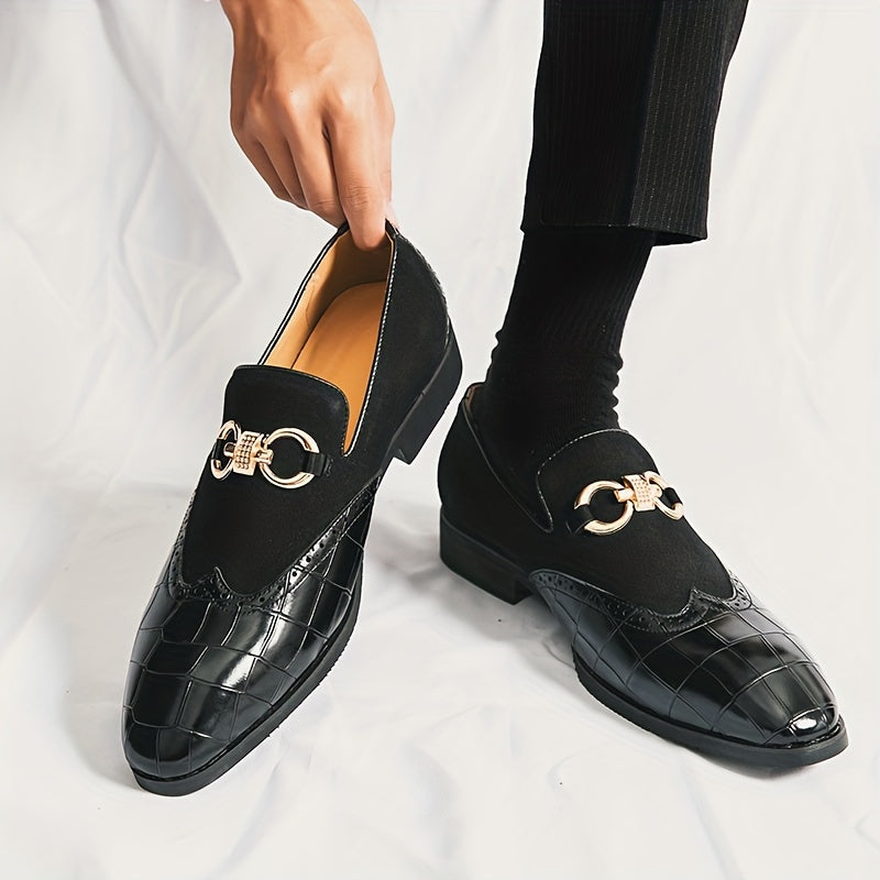 Men's Textured Brogue Loafer Shoes Slip On Comfy Non-slip Shoes