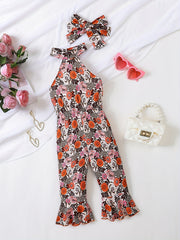 Floral Print Spaghetti Strap Romper Toddler Girls Jumpsuit