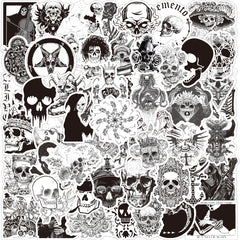 50pcs Gothic Skull Stickers Laptop Waterproof Vinyl Halloween Decoration