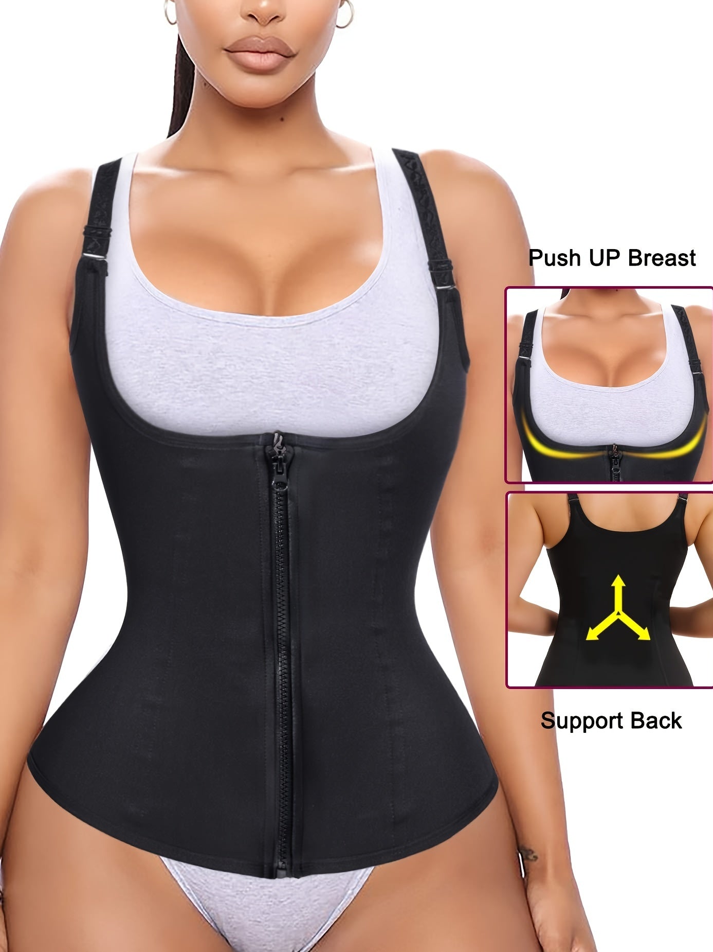 Sleeveless Zipper Sports Fitness Waist Tightener Women's Clothing
