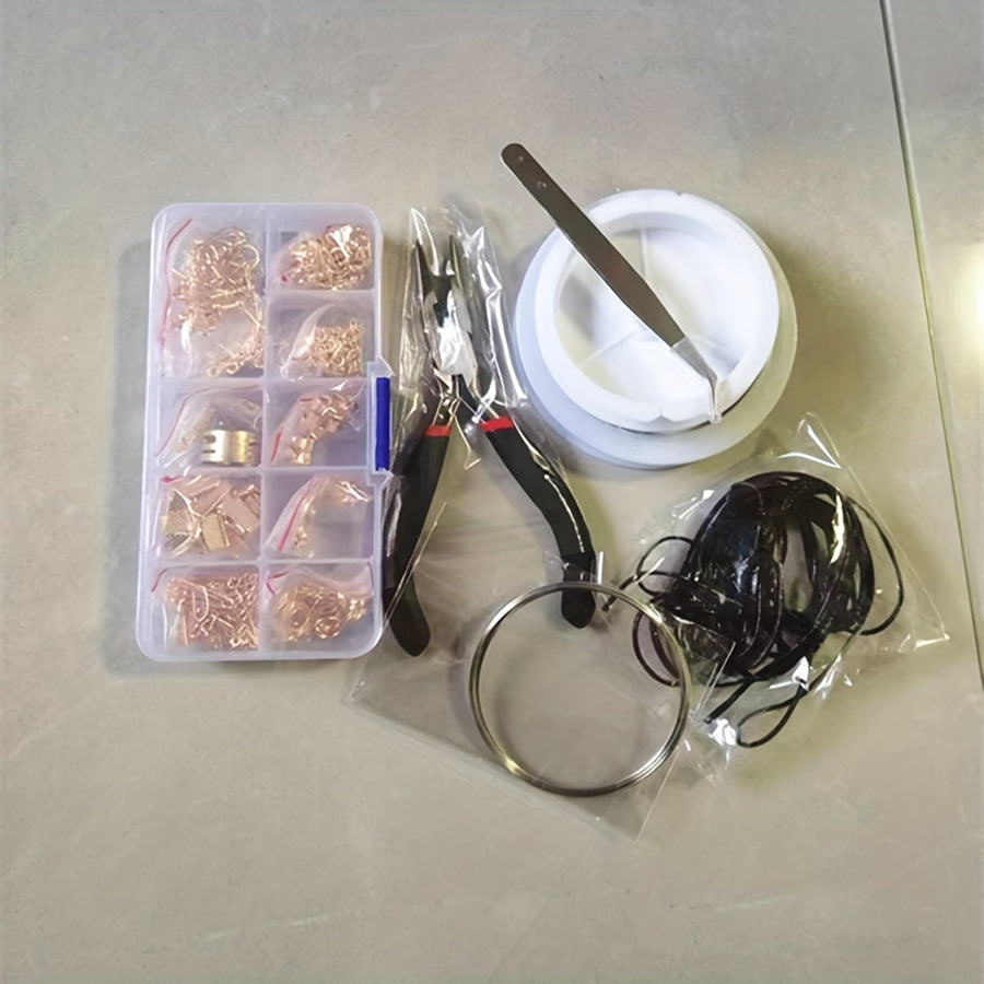 10 Grids Jewelry Accessories Set Open/Closed Rings & Lobster Clasp + Tool Pliers
