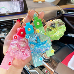 Starfish Keychain Liquid Floating Quicksand Keychains Bag Charm Car Key Ring