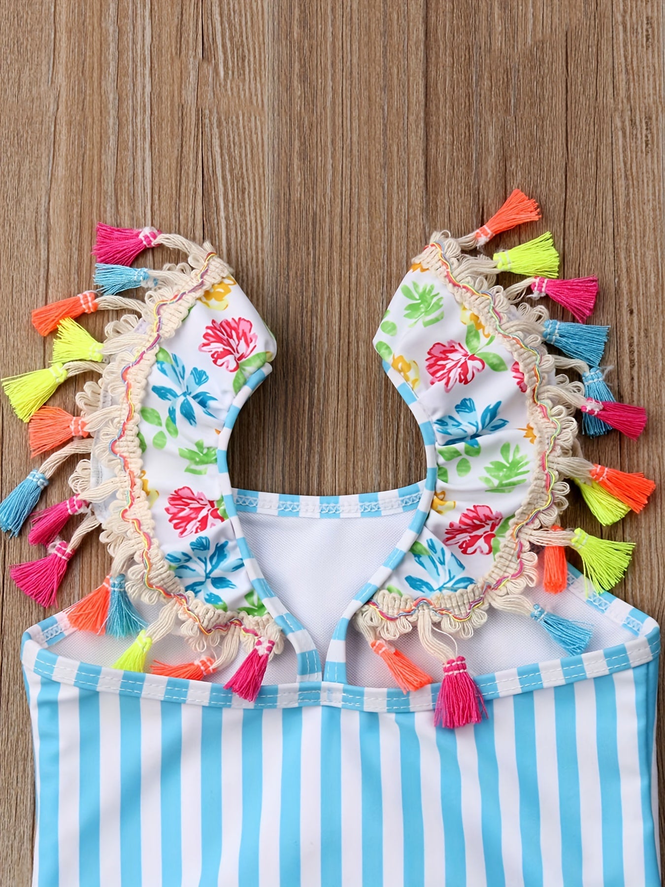 Toddler Girls Flamingo Embroidery One Piece Swimsuit